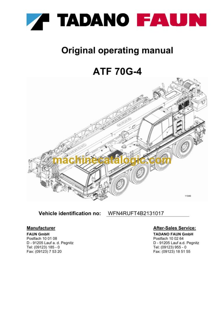 Tadano ATF 70G-4 All Terrain Crane Full Manual (Operator, Parts, Schematics)