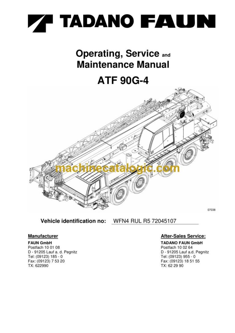 Tadano ATF 90G-4 All Terrain Crane Full Manual (Operator, Parts, Service, Schematics)