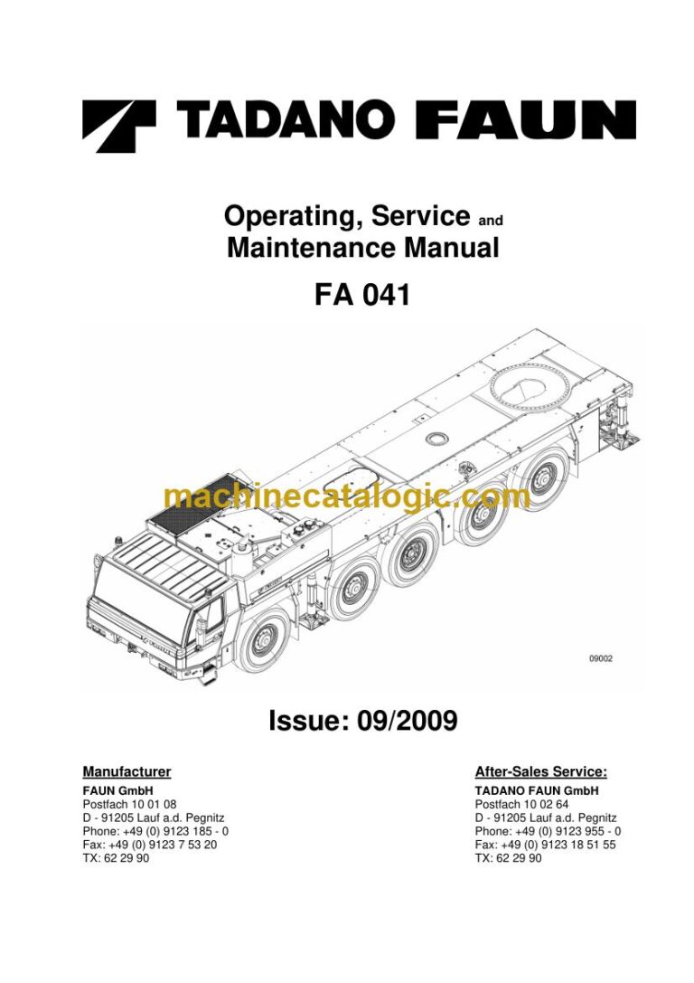 Tadano FA 041 Aerial Work Platform Full Manual (Operator, Parts, Schematics)