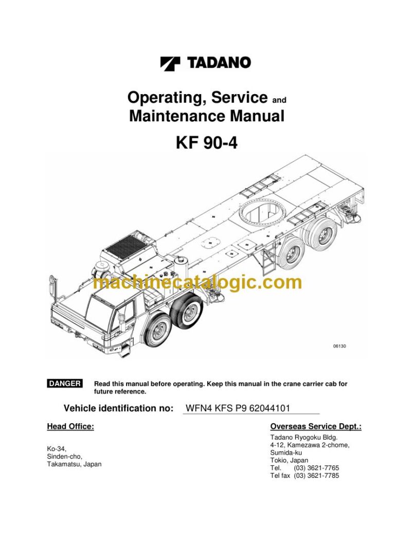 Tadano GT-900XL-1 Truck Crane Full Manual (Operator, Parts, Service, Schematics)
