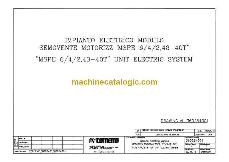 Cometto MSPE 6/4/2.43-40T Transporter Electrical Schematics