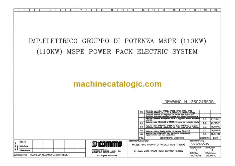 Cometto MSPE 110 kW Power Pack Electrical Schematics