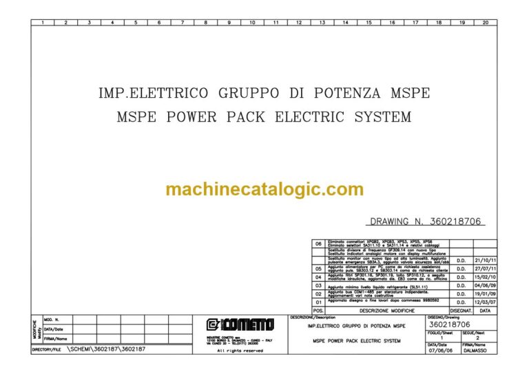 Cometto MSPE 335 kW Power Pack Electrical Schematics