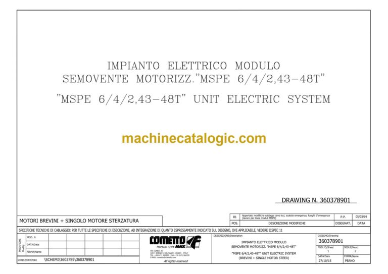 Cometto MSPE 6/4/2.43 48t Transporter Electrical and Hydraulic Schematics