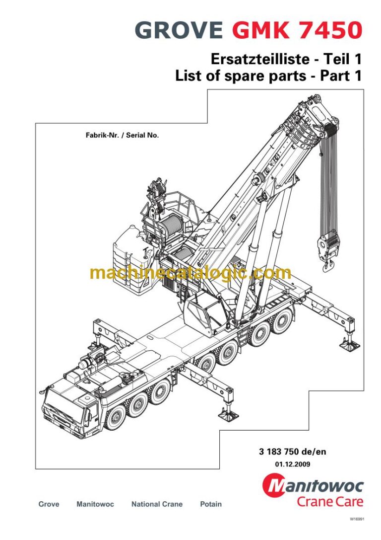 Grove GMK 7450 All Terrain Crane Parts Manual