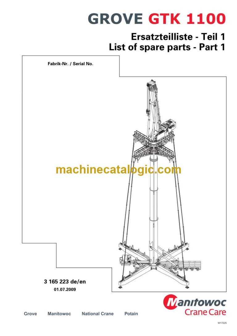 Grove GTK 1100 Tower Crane Parts Manual